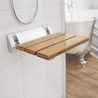 Siège douche mural pliant avec support large – Bambou – Select