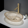 Vasque à poser ovale - Verre cristal ambré - 51 x 35 cm - Sans trou - Design moderne - Kenton - Hudson Reed
