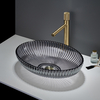 Vasque à poser ovale - Verre cristal fumé - 51 x 35 cm - Sans trou - Design moderne - Kenton - Hudson Reed
