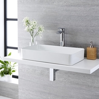 Vasque à poser rectangulaire - 61 x 35 cm - Alswear & Mitigeur haut - Razor