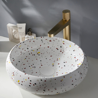 Vasque à poser ronde - Effet terrazzo - 36 cm - Sans trou - Design moderne - Alden - Hudson Reed