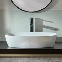 Vasque ovale à poser - 60 x 38 cm - Design moderne - Blanc - Céramique - Hudson Reed