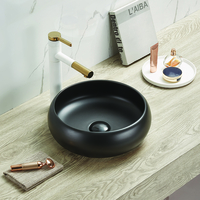 Vasque ronde à poser - Sans trou - Design moderne - 36 cm - Graphite - Elements - Hudson Reed