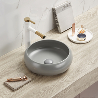 Vasque ronde à poser - Sans trou - Design moderne - 36 cm - Gris - Elements - Hudson Reed