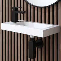 Vasque suspendue rectangulaire – 44 x 23, 5 cm (1 trou) – Robinet & siphon noir - Sandford - Hudson Reed