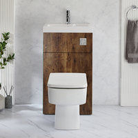 WC avec lave mains - Chêne foncé - 50 cm x 89 cm - Bouton de chasse chromé - Cluo-Exton - Hudson Reed