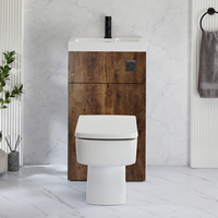 WC avec lave mains - Chêne foncé - 50 cm x 89 cm - Bouton de chasse noir - Cluo-Exton - Hudson Reed