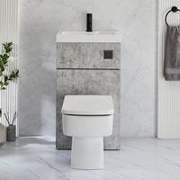 WC avec lave mains - Gris béton - 50 cm x 89 cm - Bouton de chasse noir - Cluo-Exton - Hudson Reed