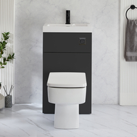 WC avec lave mains - Gris noir - 50 cm x 89 cm - Bouton de chasse noir - Cluo-Exton - Hudson Reed