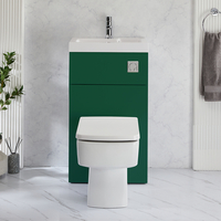 WC avec lave mains - Vert foncé - 50 cm x 89 cm - Bouton de chasse chromé - Cluo-Exton - Hudson Reed