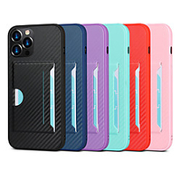 Carbon Fiber Phone Case For Apple iPhone 12 Pro Max 11 SE 2020 X XR XS Max 8 7 Back Cover with Card Holder Shockproof Solid Colored Protective Case miniinthebox
