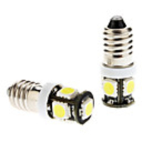 E10 2W 5x5060SMD White Light LED Bulb for Car Instrument/License Plate/Turn Signal Lamps (DC 12V,  1-Pair)