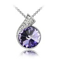 Name of Love Best Seller Short Necklace Plated With 18K True Platinum Tanzanite Crystallized Austrian Crystal Rhinestone