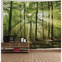 Nature Wall Tapestry Art Decor Blanket Curtain Picnic Tablecloth Hanging Home Bedroom Living Room Dorm Decoration Forest Landscape Sunshine Through Tree miniinthebox