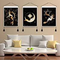Pack of 3 Tapestry the Moon Sun Teen Girl Mermaid Tapestry Tarot Card Tapestries Dark Tapestry Mysterious Tapestry Wall Hanging for Room miniinthebox