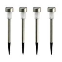 Pack of 4 White Solar Powered LED Rechargeable Stainless Steel Garden Lawn Light
