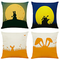 Rabbit Double Side Cushion Cover 4PC Soft Decorative Square Throw Pillow Cover Cushion Case Pillowcase for Bedroom Livingroom Superior Quality Machine Washable Indoor Cushion for Sofa Couch Bed Chair miniinthebox