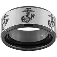 u.s. marine corps black two tone tungsten comfort fit wedding ring available in sizes 5-15 (full amp; half sizes) (10)