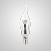 YANKON@E14 3.5W 7×SMD3528 230LM 3000K Yellow Light Glass Candle Pull Tail Bulb Silvery(AC 220V)