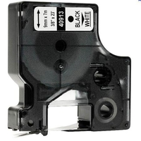 Compatible 40913 Dymo 3/8in x 23ft (9mm x 7m) Black on White Label Tape