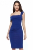 City Goddess Off The Shoulder Asymmetric Midi - Royalblue