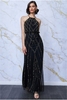 Danaya Art Deco Sequin Evening Blouson Dress - Black
