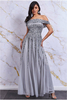 Danaya Bardot Sequin And Chiffon Occasion Dress - Silver