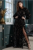 Goddiva Burnout Velvet Maxi Dress - Black