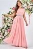 Goddiva Chiffon Maxi With Embellished Belt - Peach