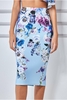 Goddiva Floral Print Skirt - Light Blue