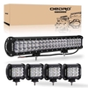 OEDRO? 20" 300W Triple Rows LED Light Bar + 4pcs 4" 27W Tri-Row LED Spot Pod Lights