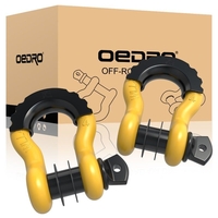 OEDRO? 2x D-Ring Shackles Off Road + Isolator Washers Silencer Clevis 3/4" 4.75T Heavy Duty Off Road Yellow Shackle