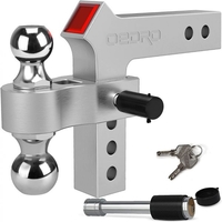 OEDRO? 6" Drop Adjustable Trailer Hitch Ball Mount/Forged Aluminum Shank w/Double Pin Key Locks