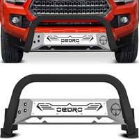 OEDRO? Front Brush Push Bumper Bull Bar for 2005-2015 Toyota Tacoma with Chrome Skid Plate Light Mount