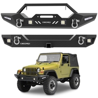 OEDRO? Front Rear Bumper for 1987-2006 Jeep Wrangler TJ & YJ,  with Hitch Receiver,  Winch Plate & 6xLED Lights & 2xD-Rings