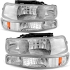OEDRO? Headlight Assembly for 1999-2002 Chevy Silverado/ 2000-2006 Tahoe Suburban 1500 2500,  Chrome Housing