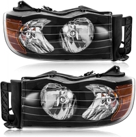 OEDRO? Headlight Assembly for 2002-2005 Dodge Ram 1500 2500 3500,  Amber Reflectors and Clear Lens Black Housing