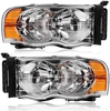 OEDRO? Headlight Assembly for 2002-2005 Dodge Ram 1500 2500 3500,  Amber Reflectors Clear Lens Chrome Housing