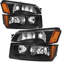OEDRO? Headlight Assembly for 2002-2006 Chevy Avalanche Pickup with Body Cladding,  Amber Reflectors Black Housing