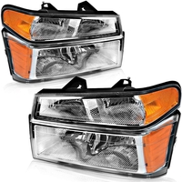 OEDRO? Headlight Assembly for 2004-2012 Chevy Colorado / GMC Canyon,  Amber Reflectors Chrome Housing Headlamps