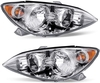 OEDRO? Headlight Assembly for 2005 2006 Toyota Camry,  Amber Reflectors Clear Lens Chrome Housing Headlamps