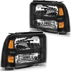 OEDRO? Headlight Assembly for 2005-2007 Ford F250-F550 Super Duty 2005 Excursion,  Amber Reflectors Clear Lens