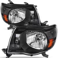 OEDRO? Headlight Assembly for 2005-2011 Toyota Tacoma Headlights,  Amber Reflectors Clear Lens Black Housing Headlamps