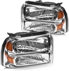 OEDRO? Headlights Assemblies for 2005-2007 Ford F250-F550 Super Duty/2005 Ford Excursion,  Chrome Housing Clear Lens
