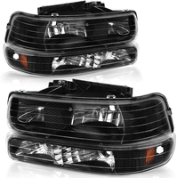 OEDRO? Headlights Assembly for 1999-2002 Chevrolet Silverado/ 2000-2006 Suburban 1500 2500/ 2000-2006 Tahoe,  Amber Reflectors Black Housing