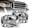 OEDRO? Headlights Assembly for 1999-2004 Ford F250 F350 F450 F550 Super Duty Excursion Chrome Housing