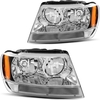 OEDRO? Headlights Assembly for 1999-2004 Jeep Grand Cherokee 4-Door,  Upgraded Chrome Housing Crystal Clear