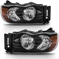 OEDRO? Headlights Assembly for 2002-2005 Dodge Ram 1500 2500 3500 2-Dr & 4-Dr,  Black Amber Side Clear Lens