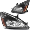 OEDRO? Headlights Assembly for 2003-2007 Honda Accord,  Black Housing Amber Corner