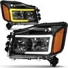 OEDRO? Headlights Assembly for 2004-2015 Titan / 2005-2007 Armada w/ LED DRL+Turn Signal Black Housing